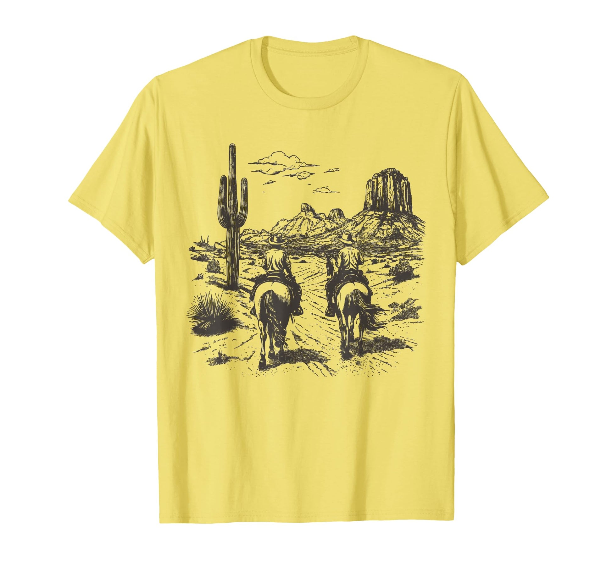 Cowboy Riding Horse Western Desert T-Shirt - Aesthetic Graphic Men Women - T-Shirt, Sweatshirt, Hoodie