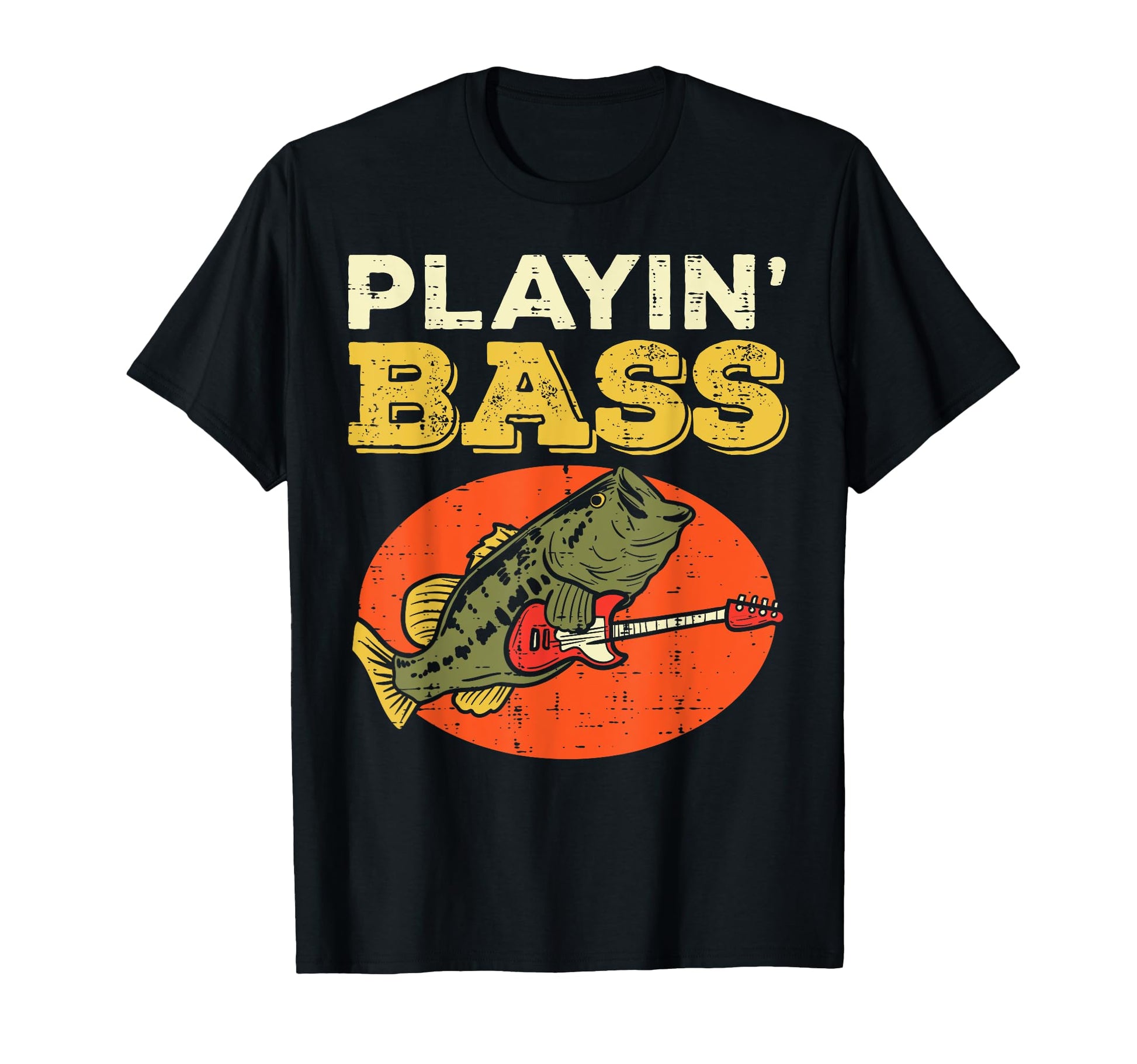 Playin Bass Fish Guitar Fishing T-Shirt - Custom Art Print Men Women - T-Shirt, Sweatshirt, Hoodie