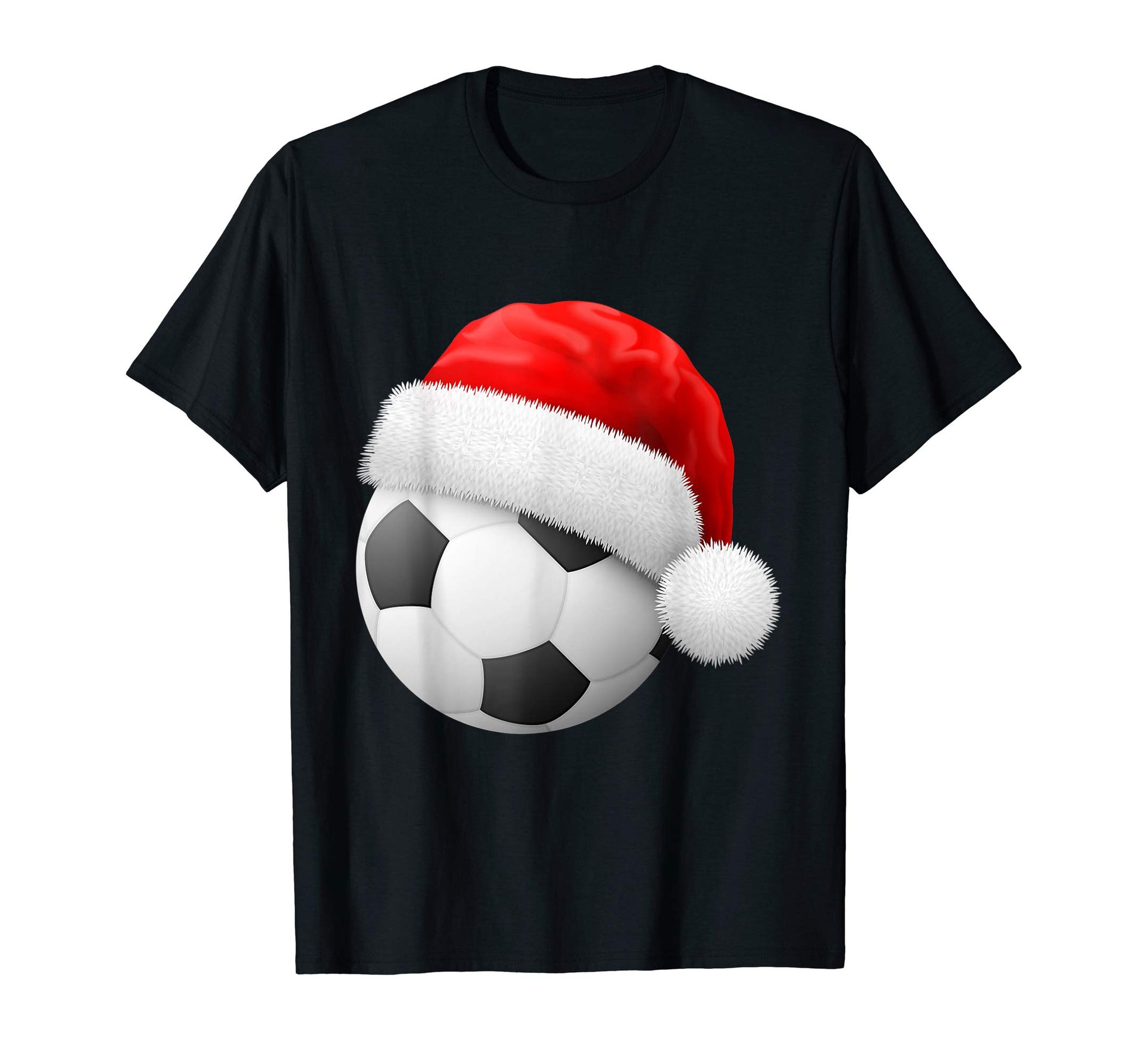 Football Ball Santas Hat Soccer Fan Gift T-Shirt - Aesthetic Graphic Unisex - T-Shirt, Sweatshirt, Hoodie
