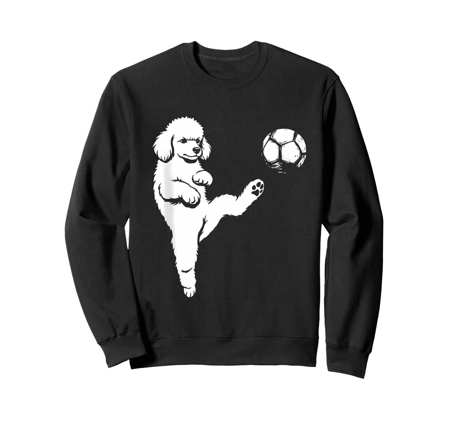 Soccer Poodle Kicking Ball Funny Sweatshirt - Minimalist Print for Adults - T-Shirt, Sweatshirt, Hoodie