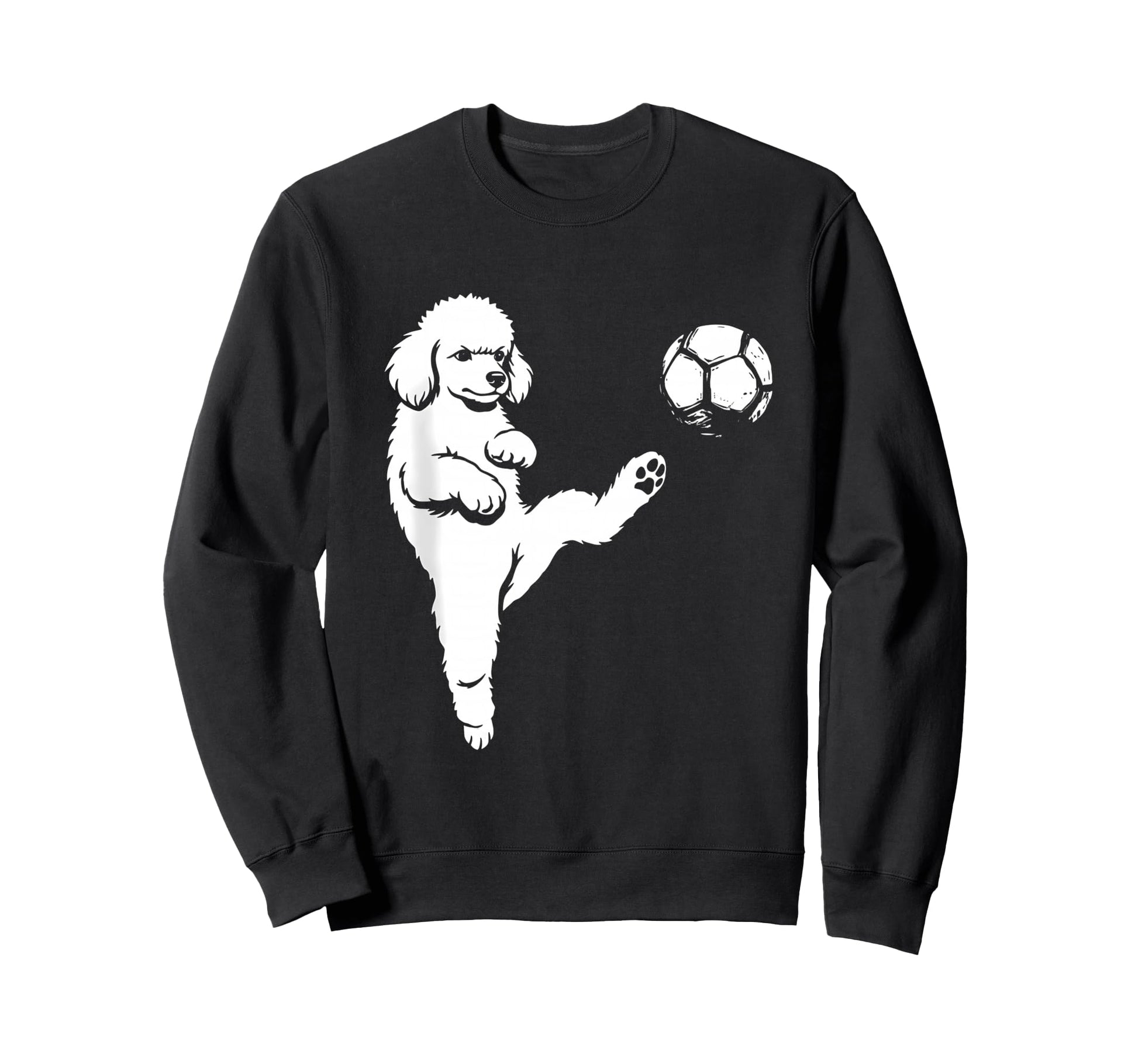 Soccer Poodle Kicking Ball Funny Sweatshirt - Minimalist Print for Adults - T-Shirt, Sweatshirt, Hoodie