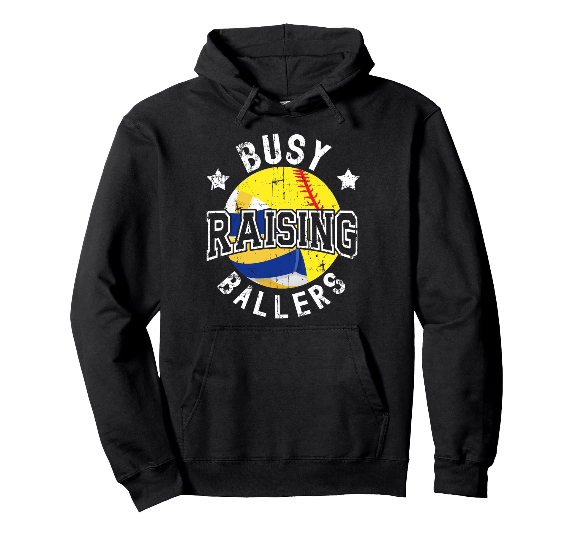 Busy Raising Ballers Volleyball Softball Hoodie - Graphic Print for Adults - T-Shirt, Sweatshirt, Hoodie