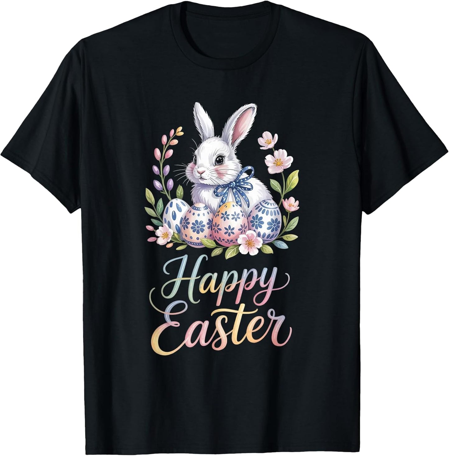 Happy Easter Bunny Flowers Tees Boy Kids Girl Unisex T-shirt, Sweatshirt, Hoodie, Long Sleeve Tee - T-Shirt, Sweatshirt, Hoodie