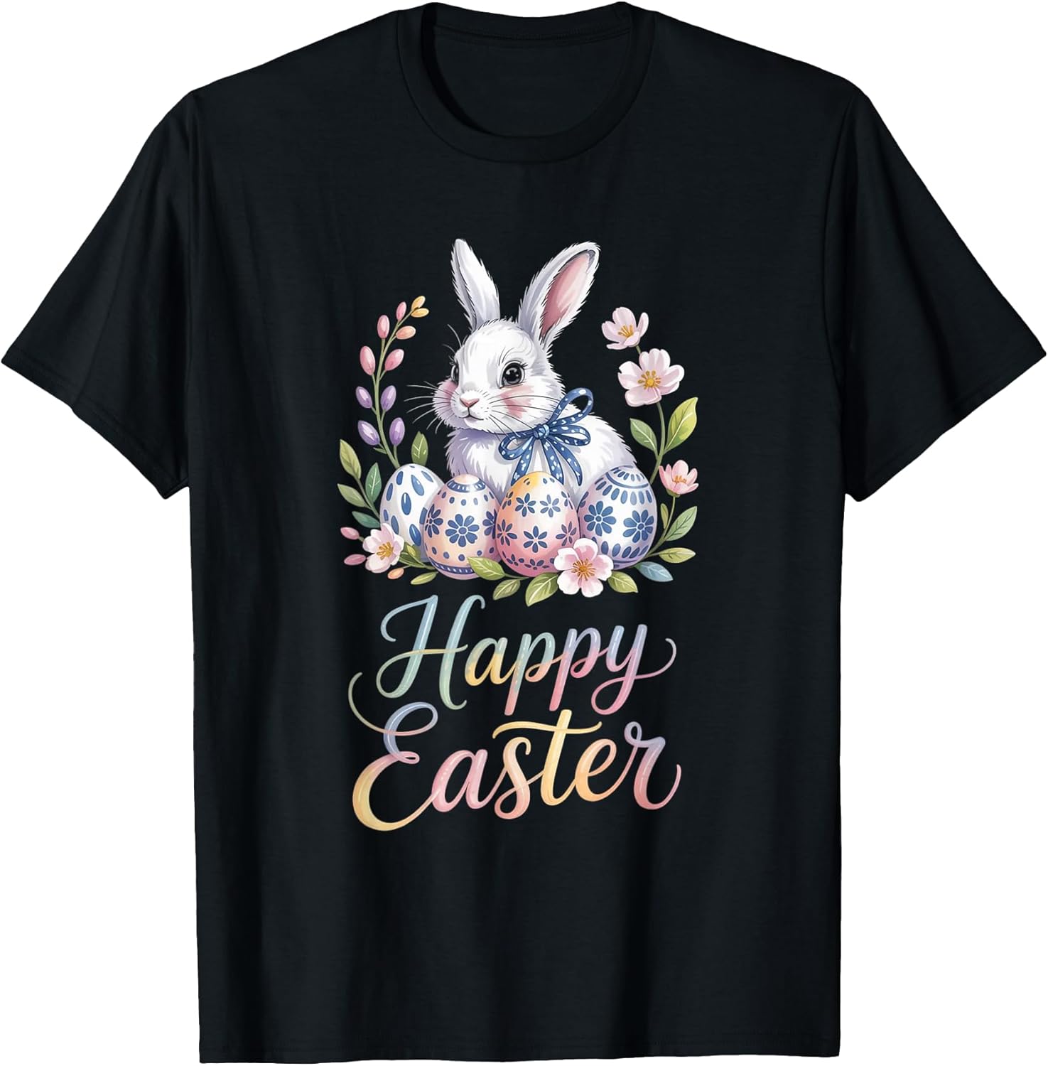 Happy Easter Bunny Flowers Tees Boy Kids Girl Unisex T-shirt, Sweatshirt, Hoodie, Long Sleeve Tee - T-Shirt, Sweatshirt, Hoodie