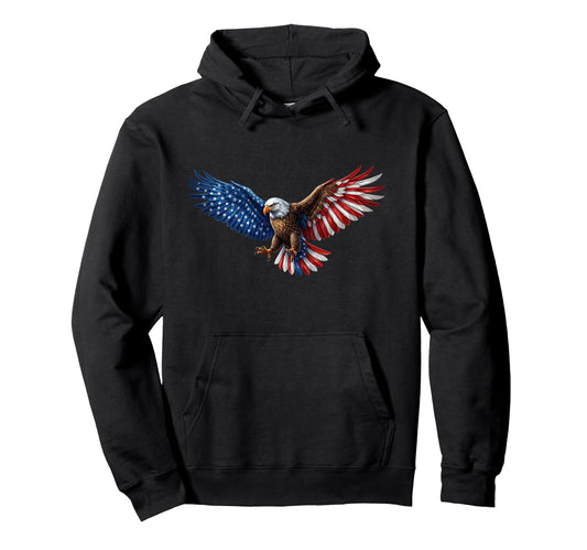American Flag Bald Eagle 4Th July Usa Hoodie - Aesthetic Graphic Unisex - T-Shirt, Sweatshirt, Hoodie