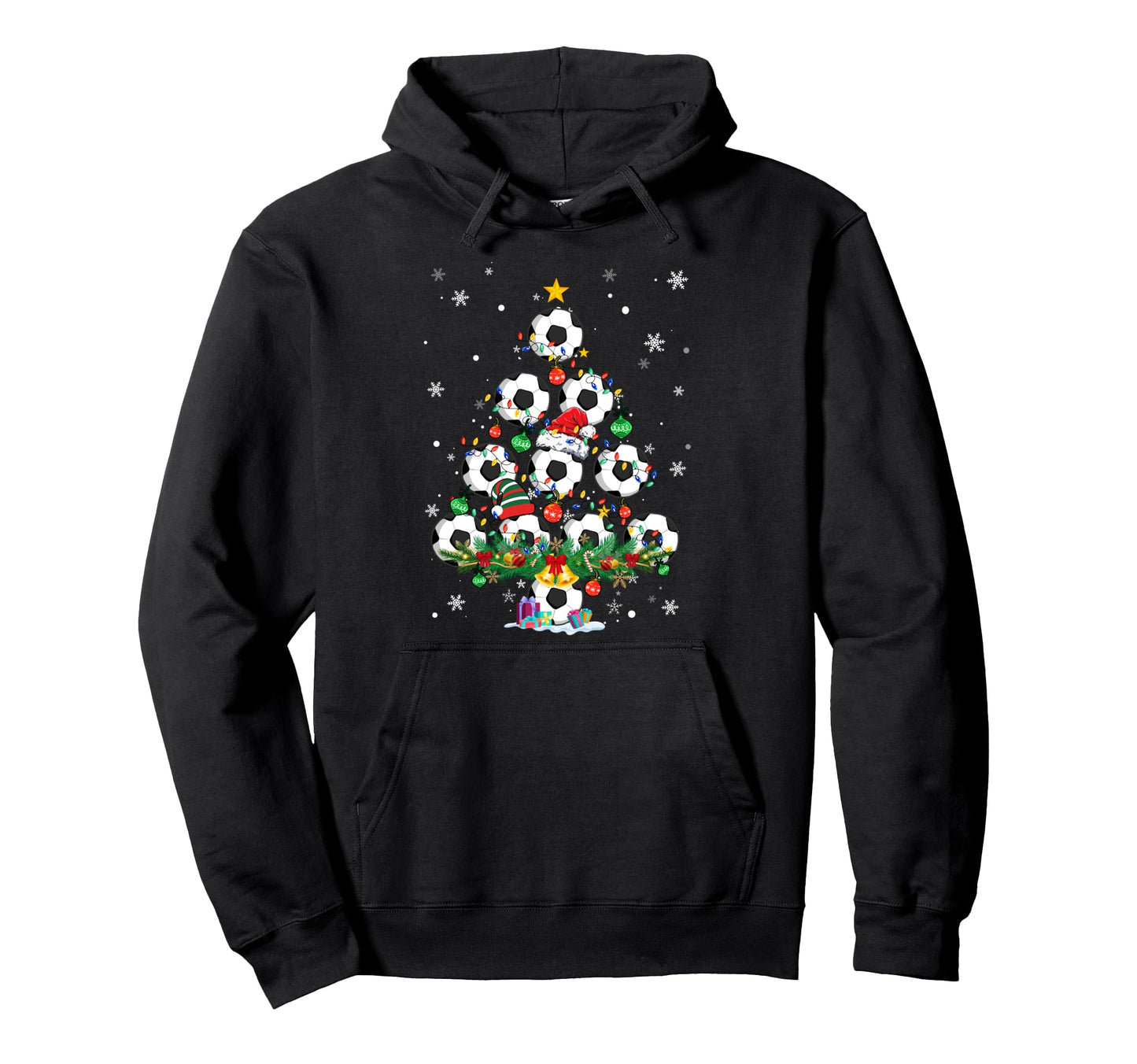 Soccer Tree Santa Soccer X Mas Lights Hoodie - Novelty Apparel Unisex - T-Shirt, Sweatshirt, Hoodie