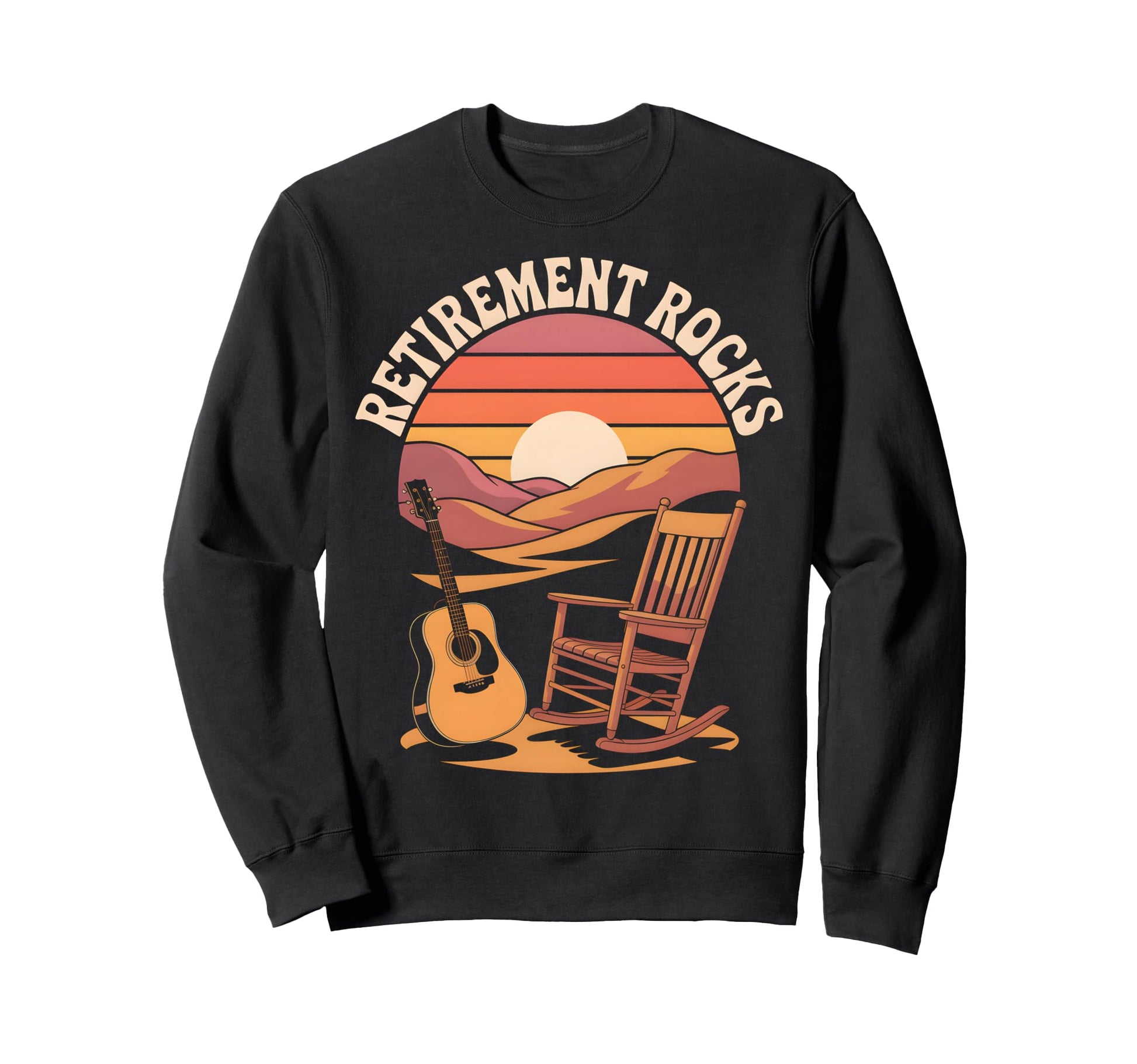 Retirement Rocks Acoustic Guitar Old Sweatshirt - Minimalist Print Unisex - T-Shirt, Sweatshirt, Hoodie