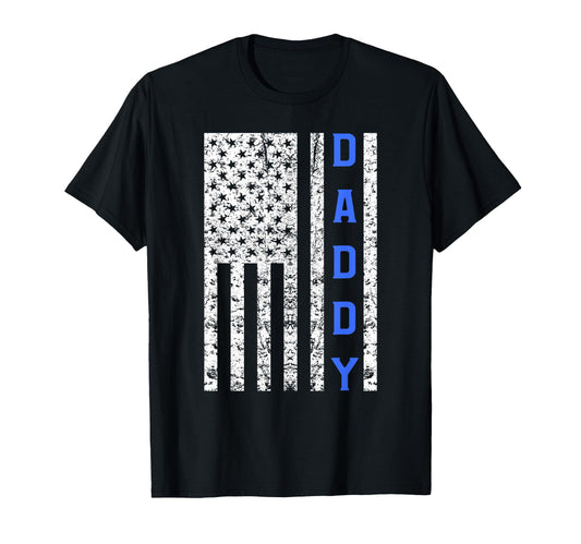 American Flag Police Dad Gift Cop T-Shirt - Unique Graphic Men Women - T-Shirt, Sweatshirt, Hoodie