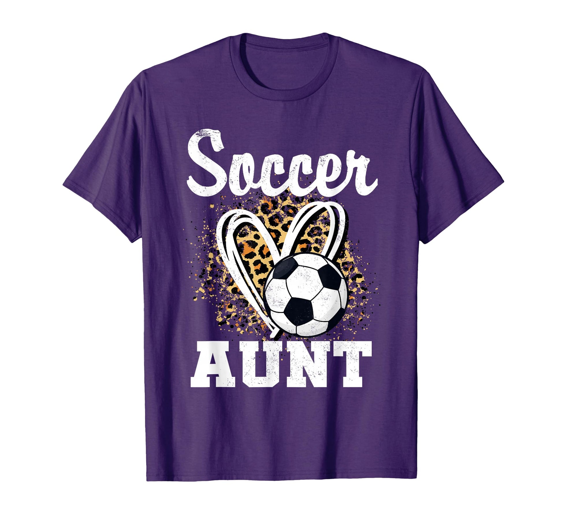 Soccer Aunt Leopard Heart Matching Family T-Shirt - Unique Graphic Unisex - T-Shirt, Sweatshirt, Hoodie