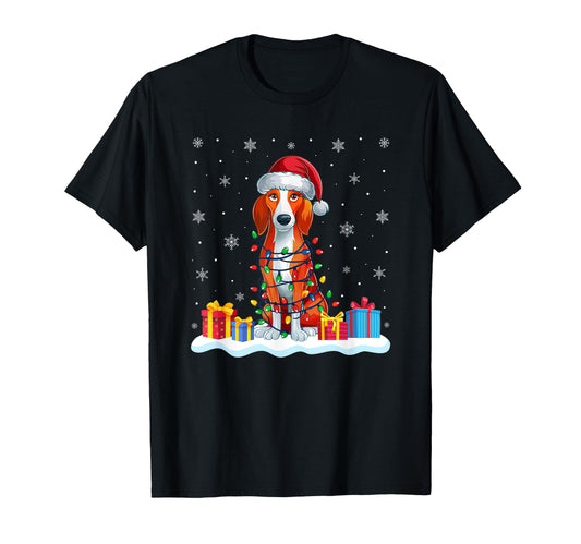 American Foxhound Dog Santa Hat Tree T-Shirt - Trendy Graphic Men Women - T-Shirt, Sweatshirt, Hoodie