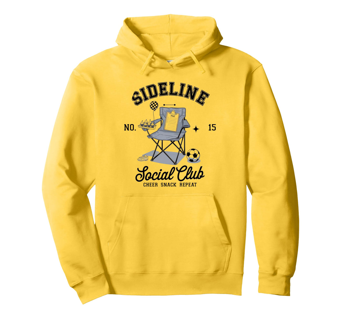 Sideline Social Club Soccer Mom Game Day Hoodie - Aesthetic Graphic Unisex - T-Shirt, Sweatshirt, Hoodie