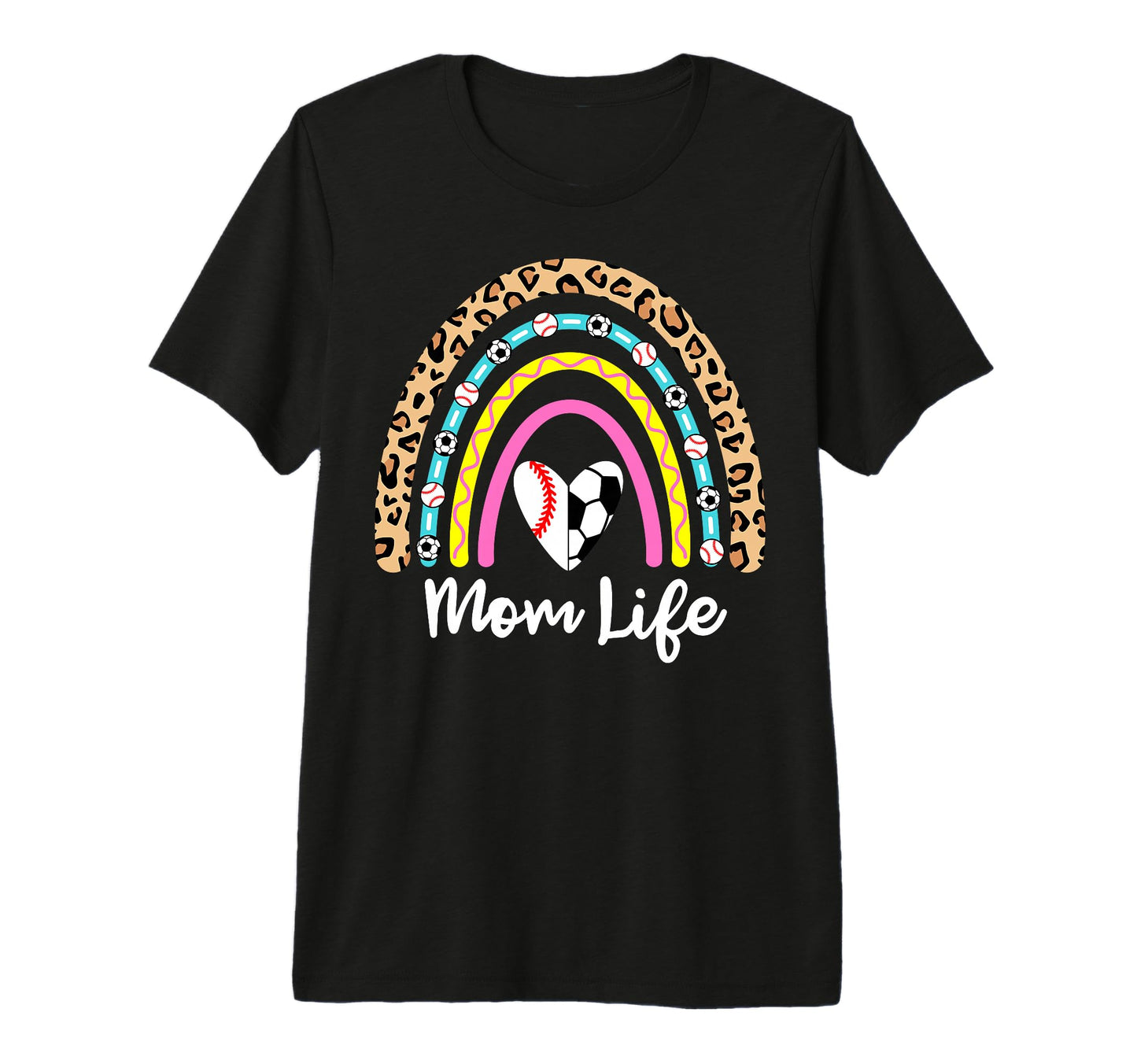 Soccer Baseball Mom Boho Rainbow T-Shirt - Custom Art Print for Adults - T-Shirt, Sweatshirt, Hoodie