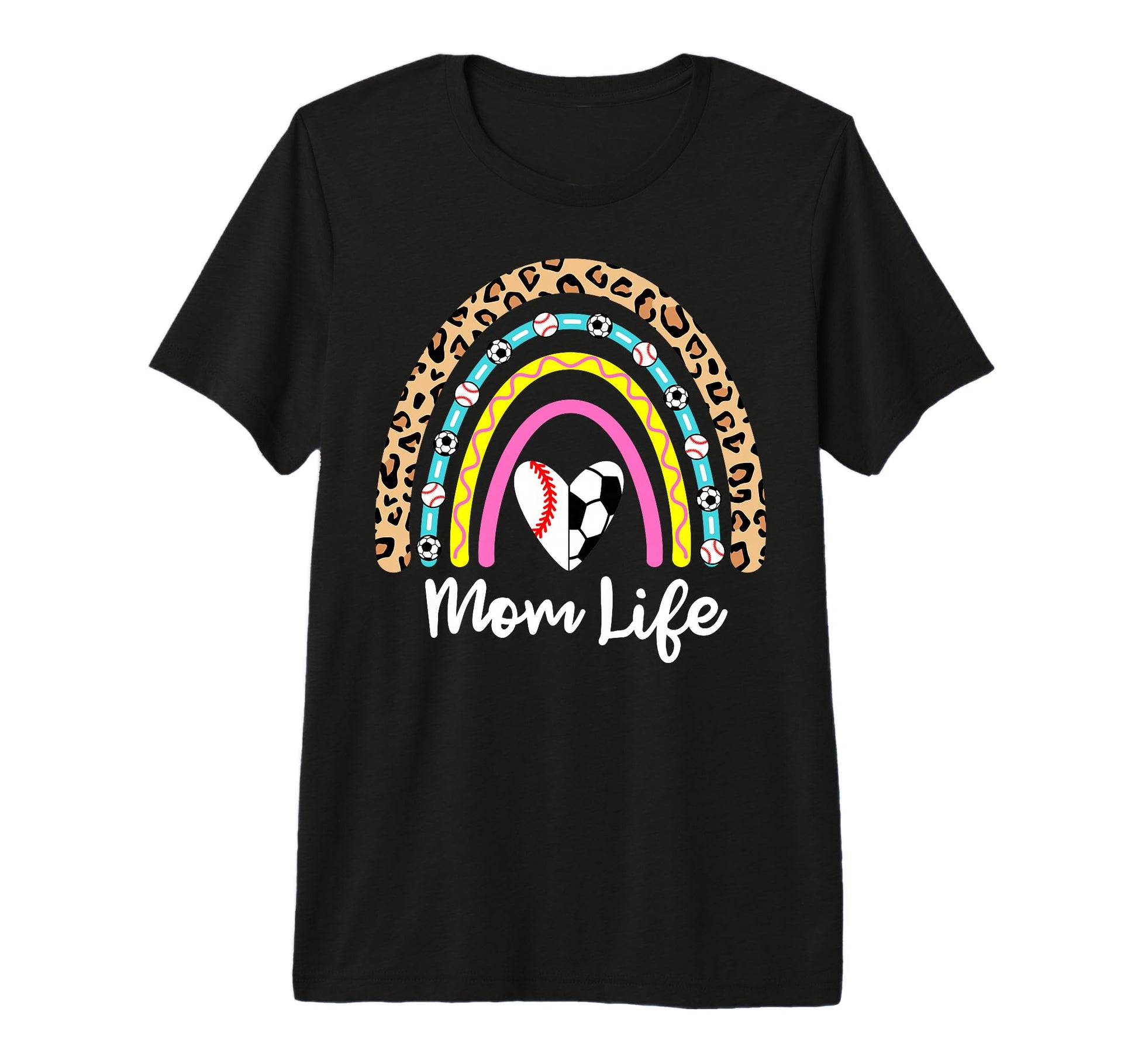 Soccer Baseball Mom Boho Rainbow T-Shirt - Custom Art Print for Adults - T-Shirt, Sweatshirt, Hoodie