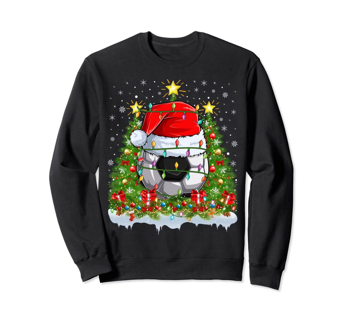 Soccer Lights Santa Soccer Tree Sweatshirt - Novelty Apparel Men Women - T-Shirt, Sweatshirt, Hoodie