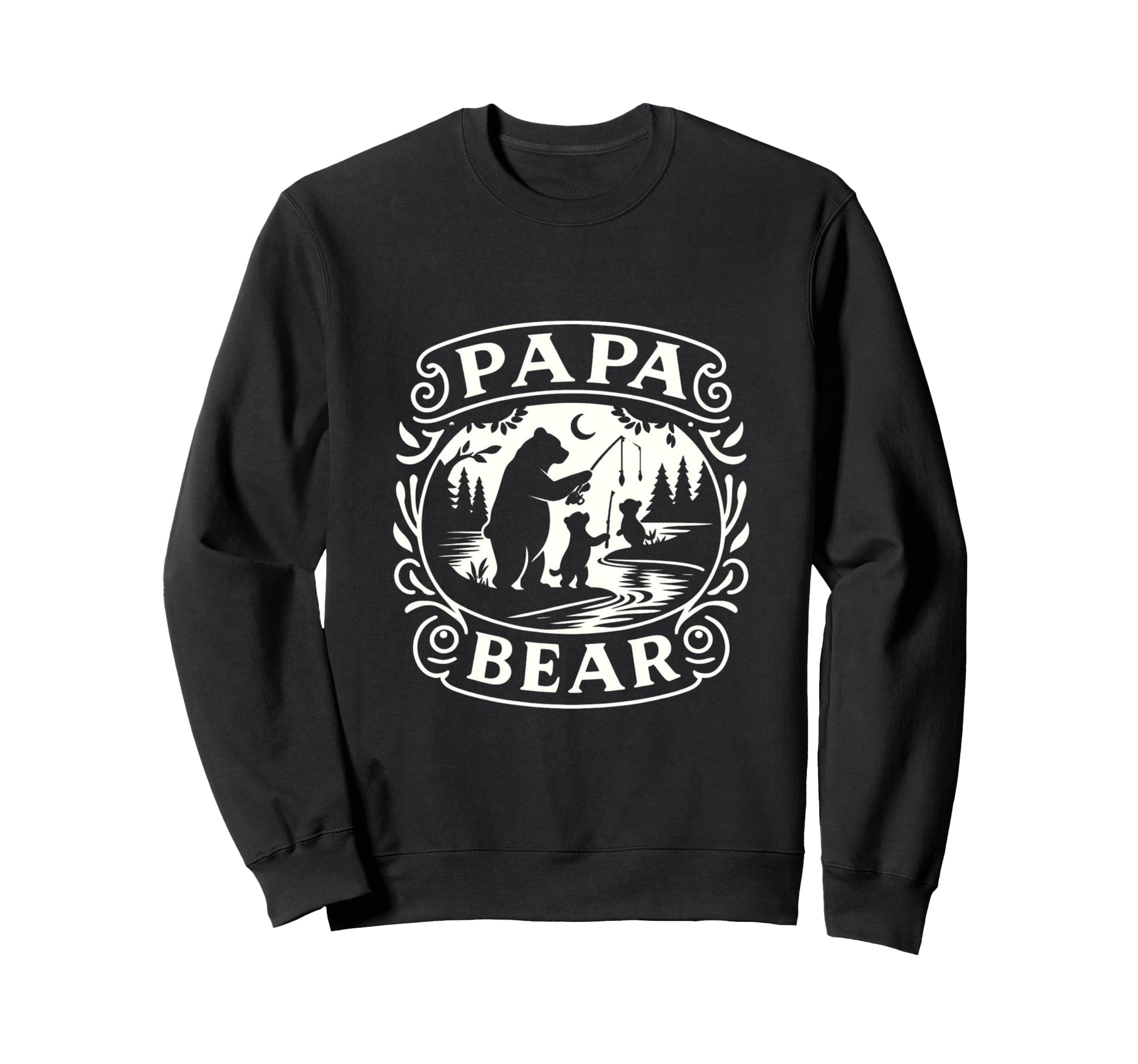 Papa Bear Fishing Adventure Dads And Sweatshirt - Graphic Print Men Women - T-Shirt, Sweatshirt, Hoodie