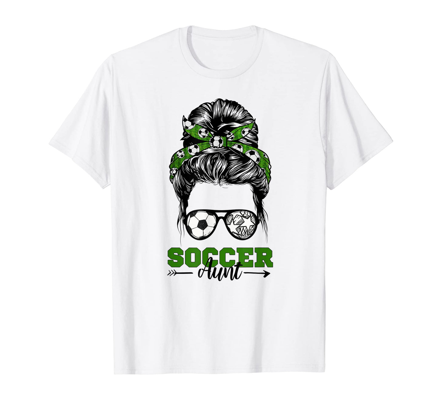 Soccer Aunt Messy Bun Soccer Auntie T-Shirt - Trendy Graphic Men Women - T-Shirt, Sweatshirt, Hoodie