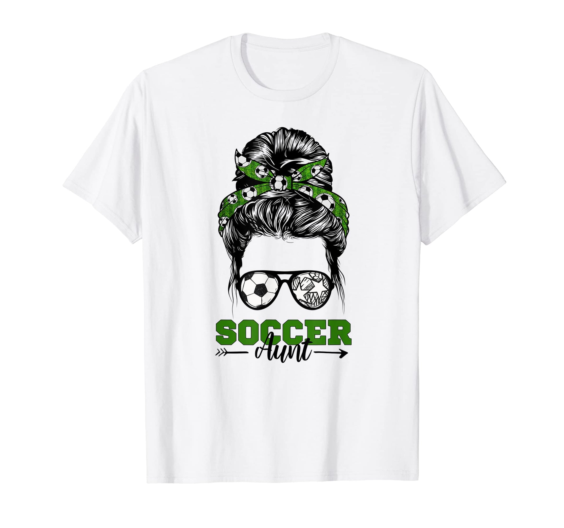 Soccer Aunt Messy Bun Soccer Auntie T-Shirt - Trendy Graphic Men Women - T-Shirt, Sweatshirt, Hoodie