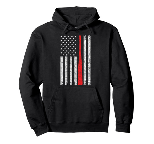 Baseball Us Flag Baseball Lover Dad Hoodie - Trendy Graphic Men Women - T-Shirt, Sweatshirt, Hoodie
