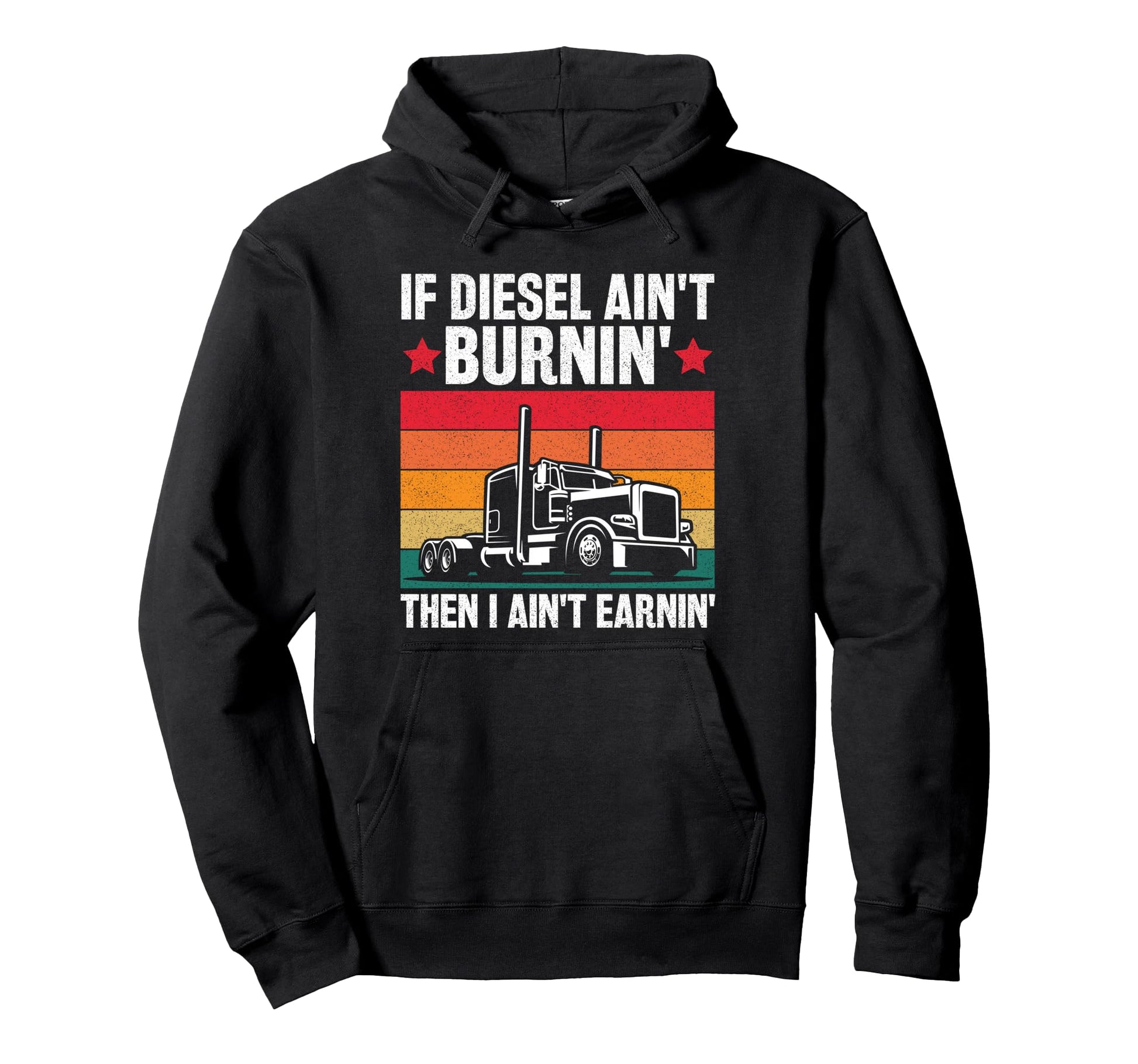 Funny Diesel Trucker Big Rig Semi Hoodie - Minimalist Print for Adults - T-Shirt, Sweatshirt, Hoodie