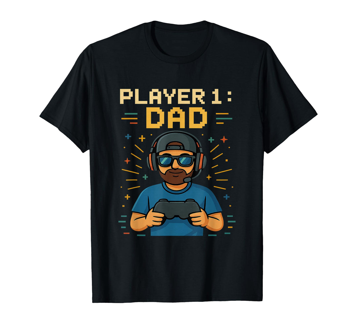 Player 1 Level Up Dad Pixels Gamer Dad T-Shirt - Graphic Print for Adults - T-Shirt, Sweatshirt, Hoodie
