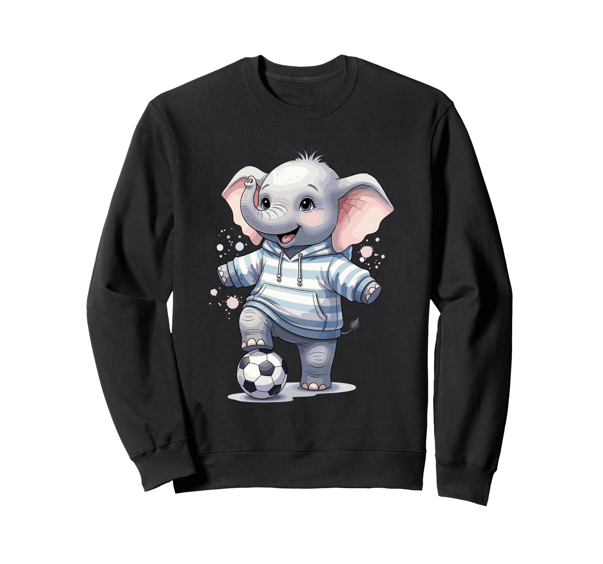 Elephant Soccer Player Striped Art Sweatshirt - Custom Art Print for Adults - T-Shirt, Sweatshirt, Hoodie