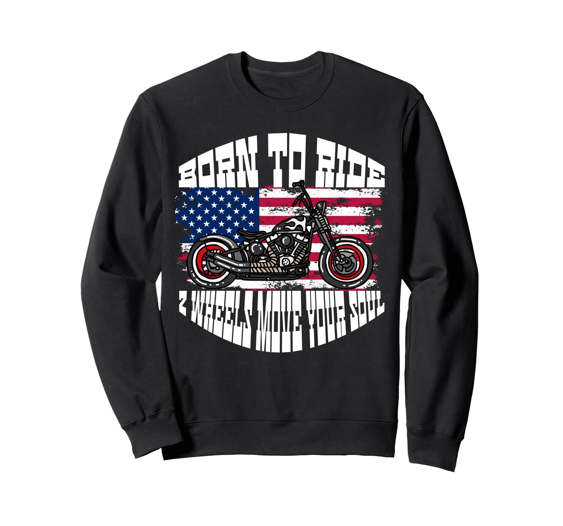 Biker Dad American Us Flag Motorcycle Sweatshirt - Trendy Graphic Unisex - T-Shirt, Sweatshirt, Hoodie