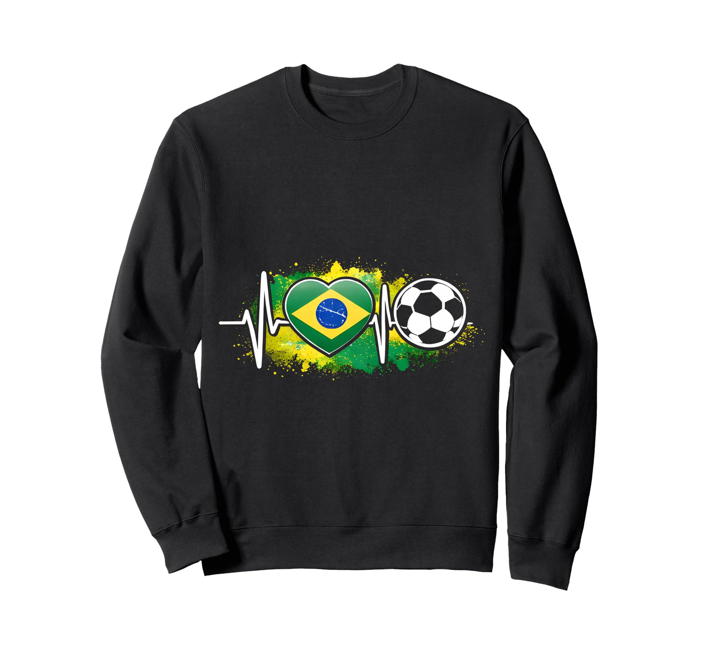 Football Heartbeat Brazil Flag Soccer Sweatshirt - Streetwear Style Unisex - T-Shirt, Sweatshirt, Hoodie