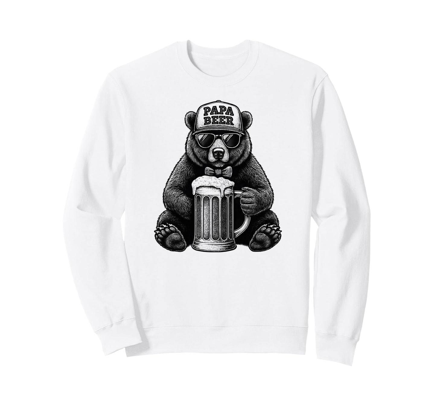 Papa Beer Funny Dad Bear Drinking Sweatshirt - Minimalist Print Unisex - T-Shirt, Sweatshirt, Hoodie