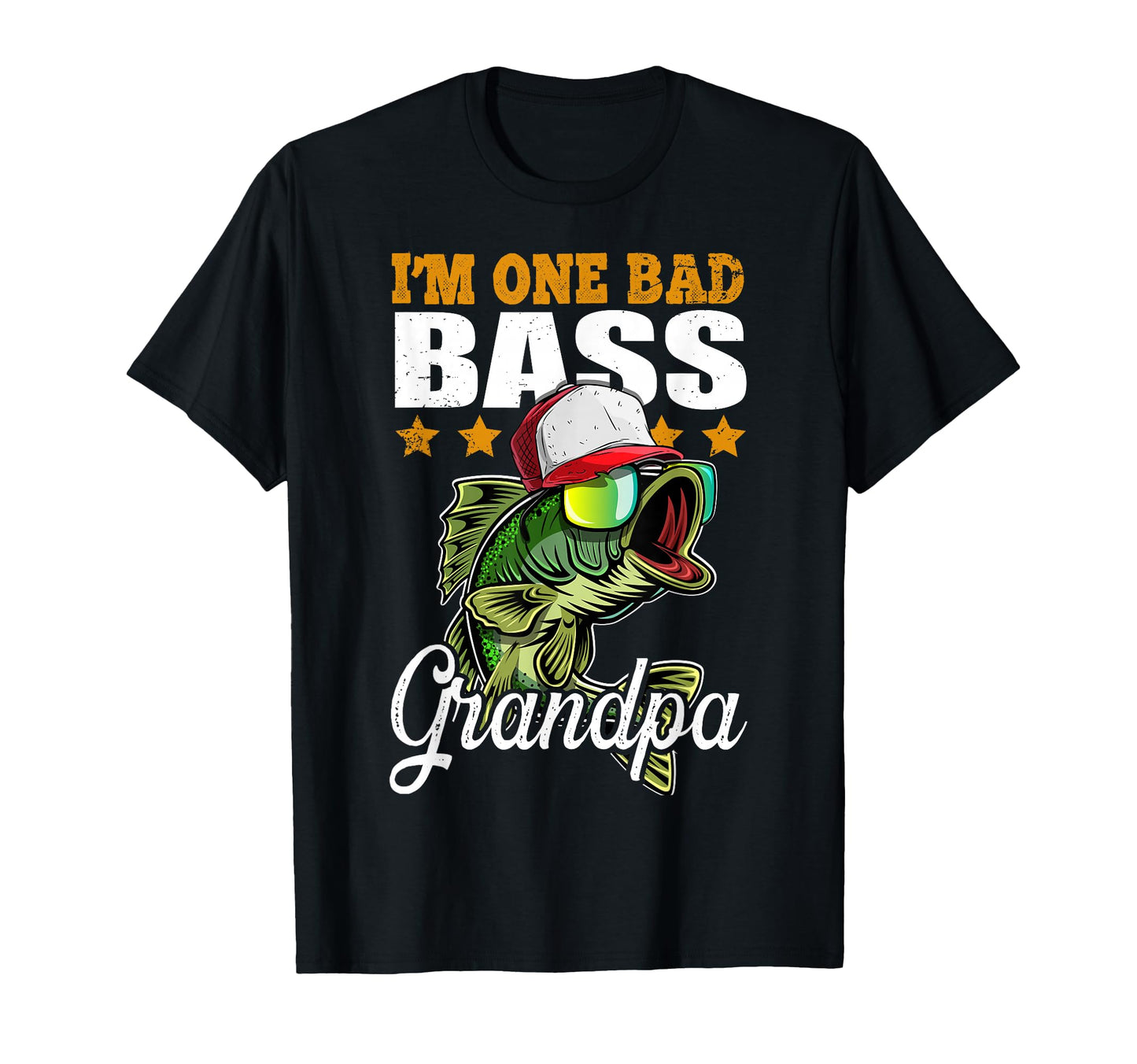 Im One Bad Bass Grandpa Bass Fishing T-Shirt - Graphic Print Unisex - T-Shirt, Sweatshirt, Hoodie