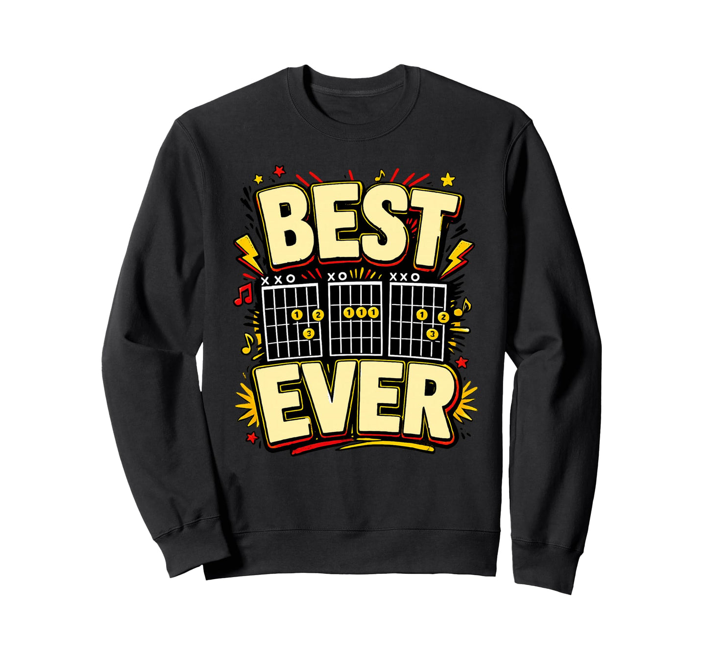 Best Dad Ever Guitar Chords Musician Sweatshirt - Graphic Print Men Women - T-Shirt, Sweatshirt, Hoodie