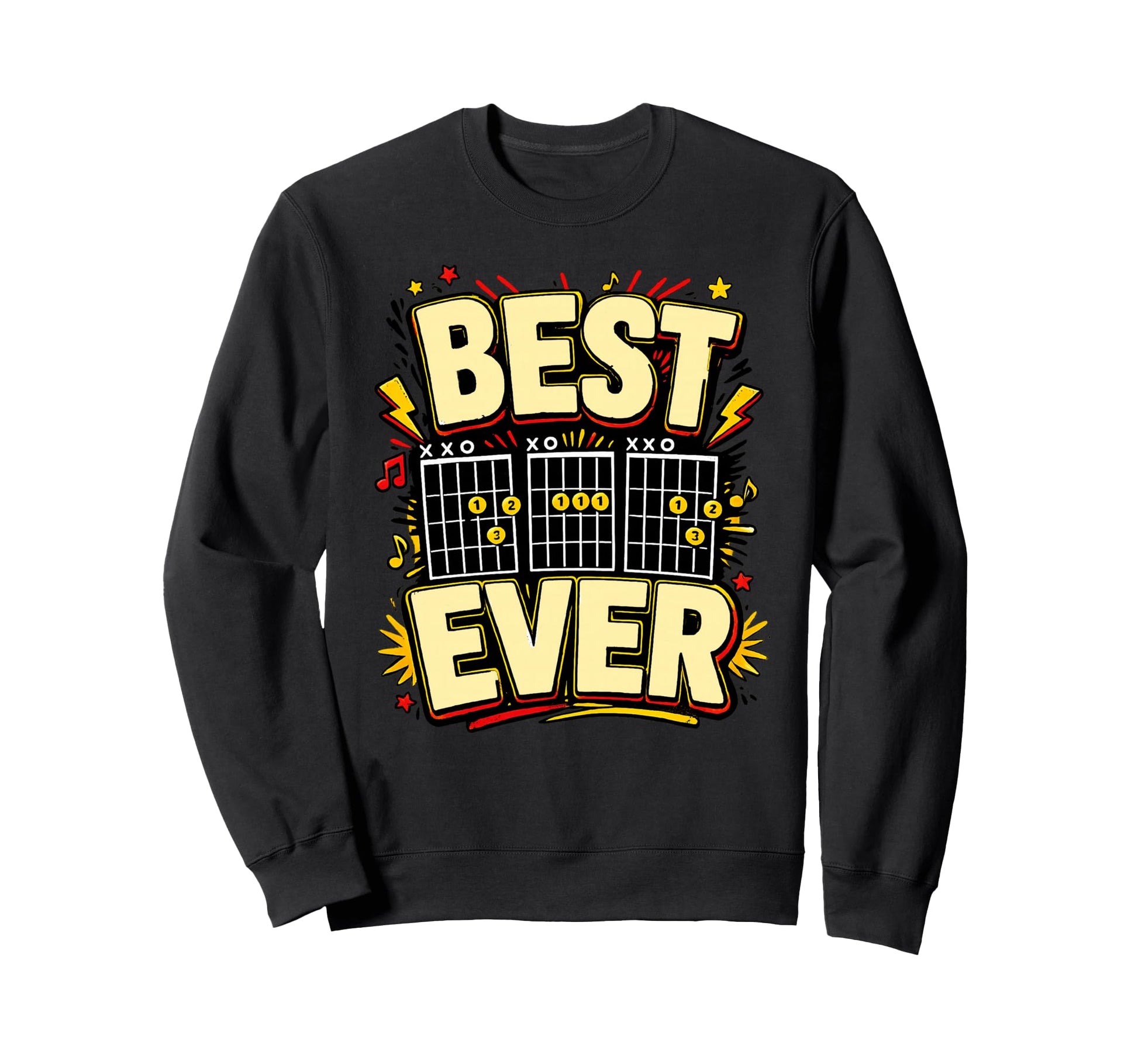 Best Dad Ever Guitar Chords Musician Sweatshirt - Graphic Print Men Women - T-Shirt, Sweatshirt, Hoodie
