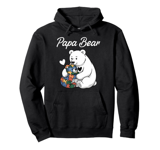 Autism Papa Bear Mom Love Autistic Hoodie - Aesthetic Graphic Men Women - T-Shirt, Sweatshirt, Hoodie