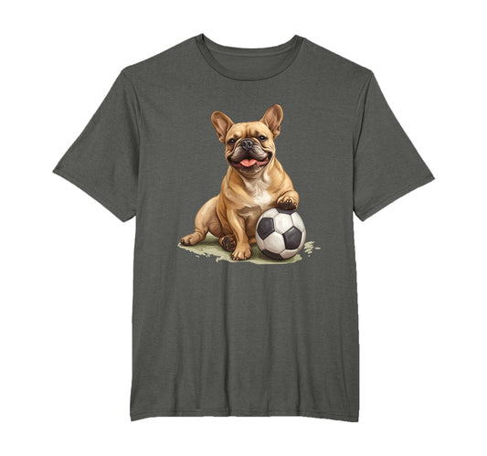 Adorable French Bulldog Soccer Ball T-Shirt - Custom Art Print Unisex - T-Shirt, Sweatshirt, Hoodie