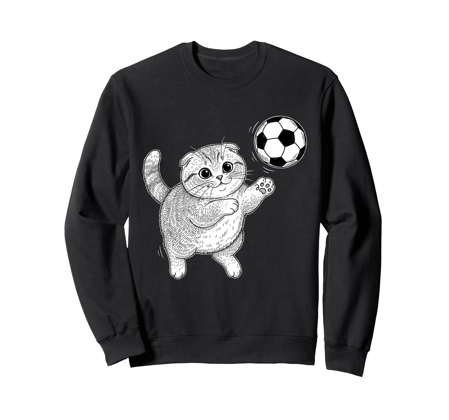 Soccer Kitten Playing Ball Funny Cat Sweatshirt - Trendy Graphic for Adults - T-Shirt, Sweatshirt, Hoodie