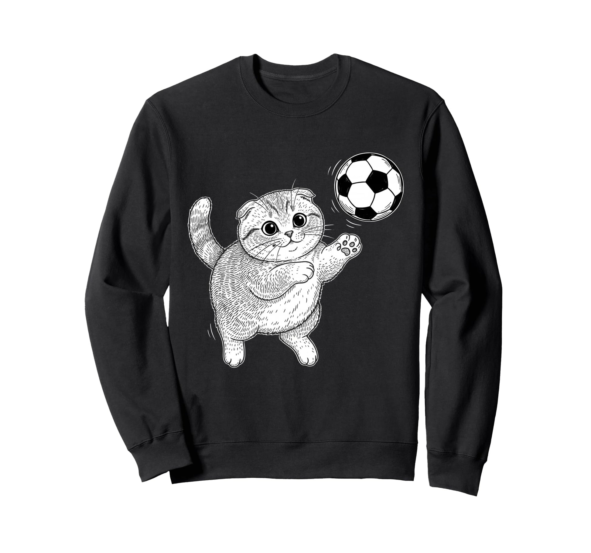 Soccer Kitten Playing Ball Funny Cat Sweatshirt - Trendy Graphic for Adults - T-Shirt, Sweatshirt, Hoodie