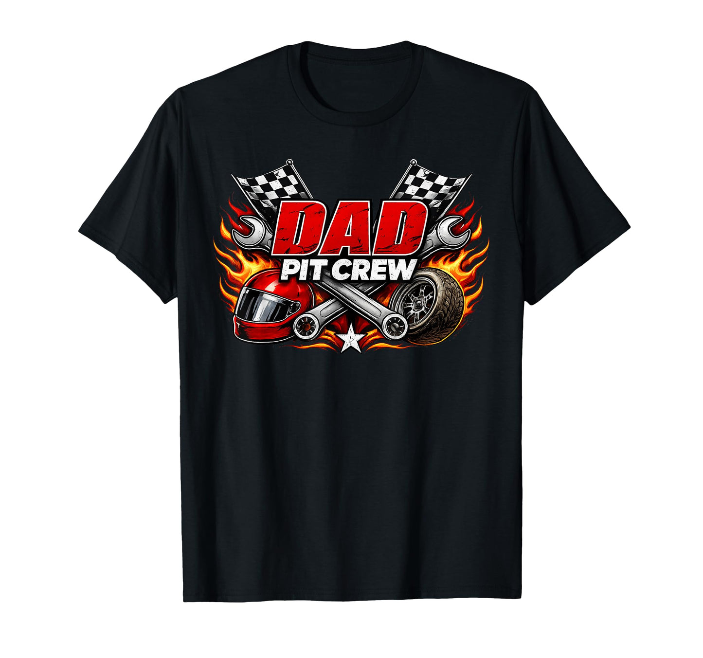 Dad Pit Crew Car Lovers Racing Birthday T-Shirt - Graphic Print Men Women - T-Shirt, Sweatshirt, Hoodie