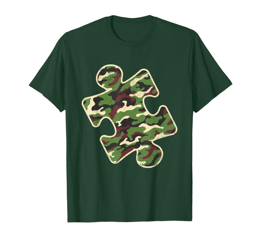 Autism Awareness Camo Puzzle Piece T-Shirt - Aesthetic Graphic for Adults - T-Shirt, Sweatshirt, Hoodie
