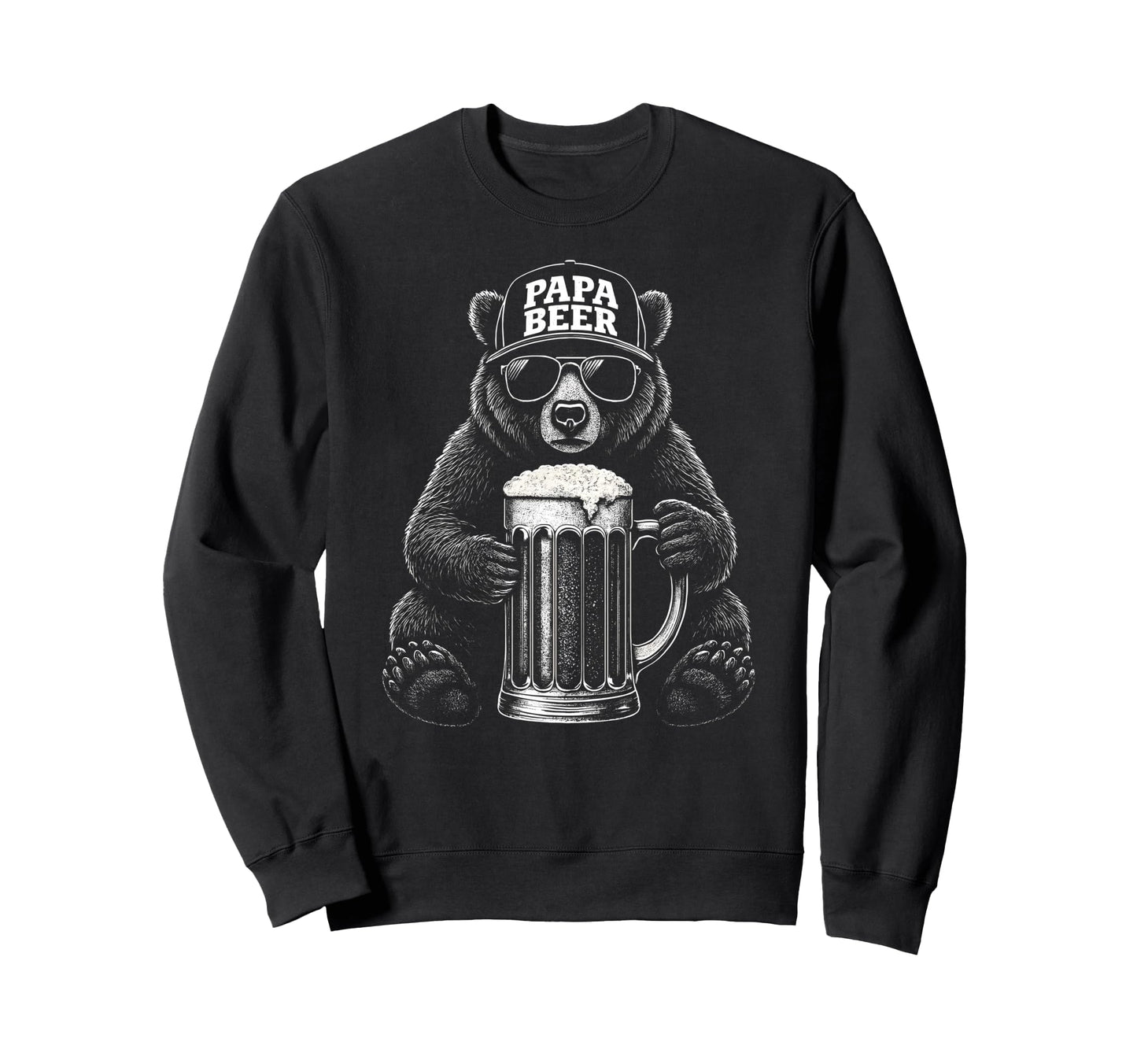 Papa Beer Funny Dad Bear Drinking Sweatshirt - Graphic Print Men Women - T-Shirt, Sweatshirt, Hoodie