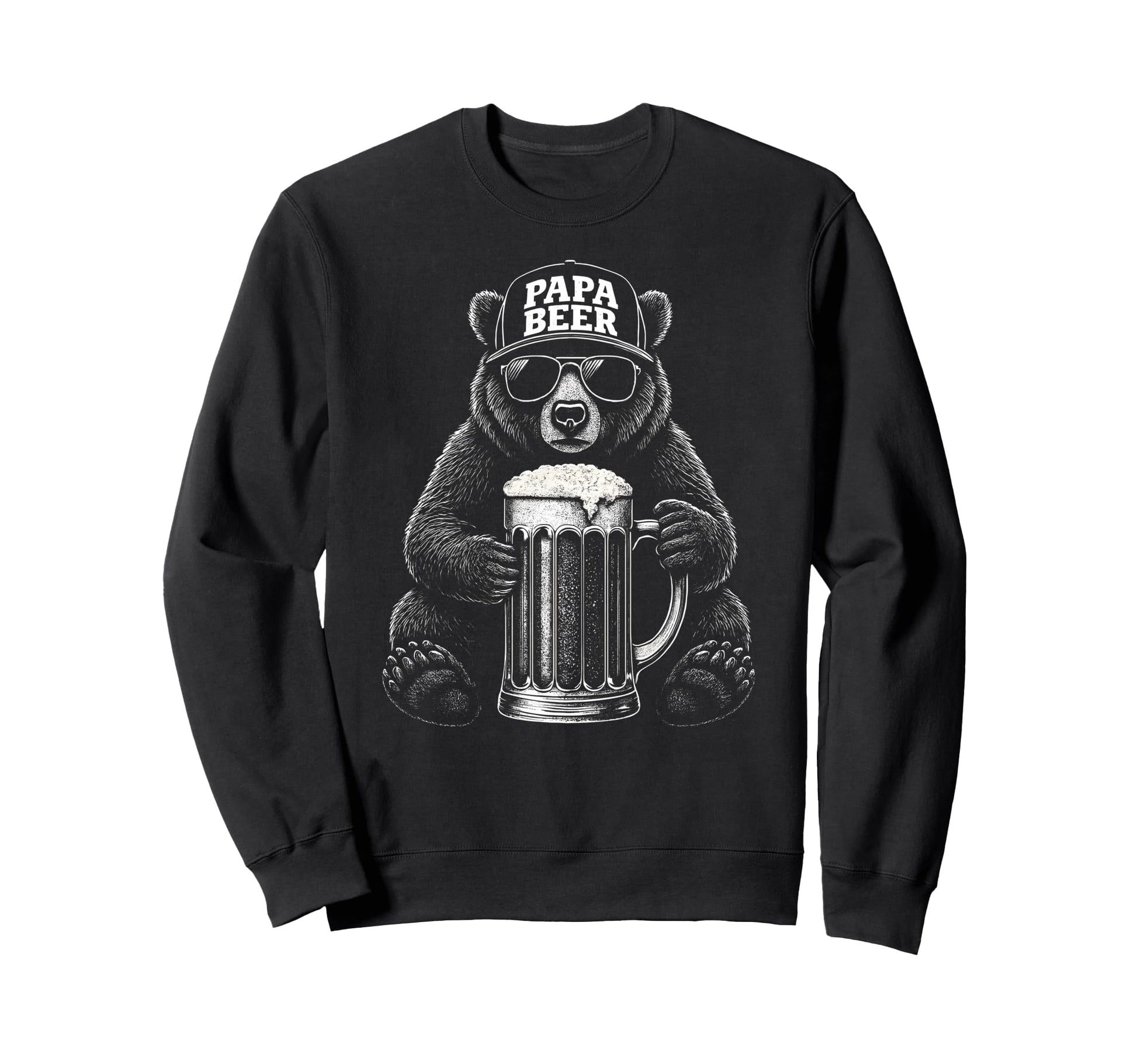 Papa Beer Funny Dad Bear Drinking Sweatshirt - Graphic Print Men Women - T-Shirt, Sweatshirt, Hoodie
