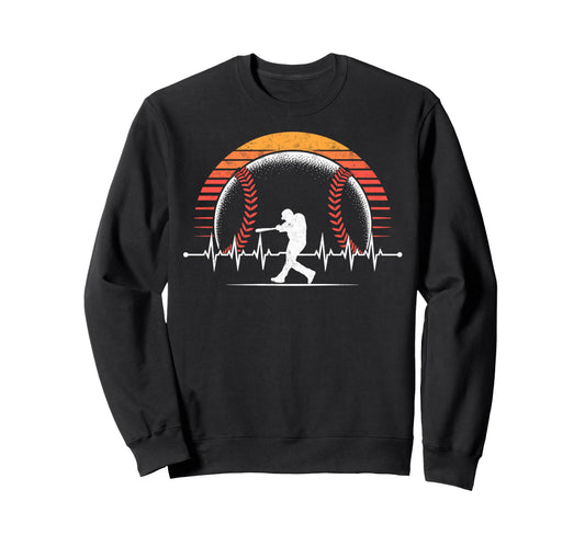 Baseball Player Heartbeat Coach Dad Sweatshirt - Graphic Print Men Women - T-Shirt, Sweatshirt, Hoodie