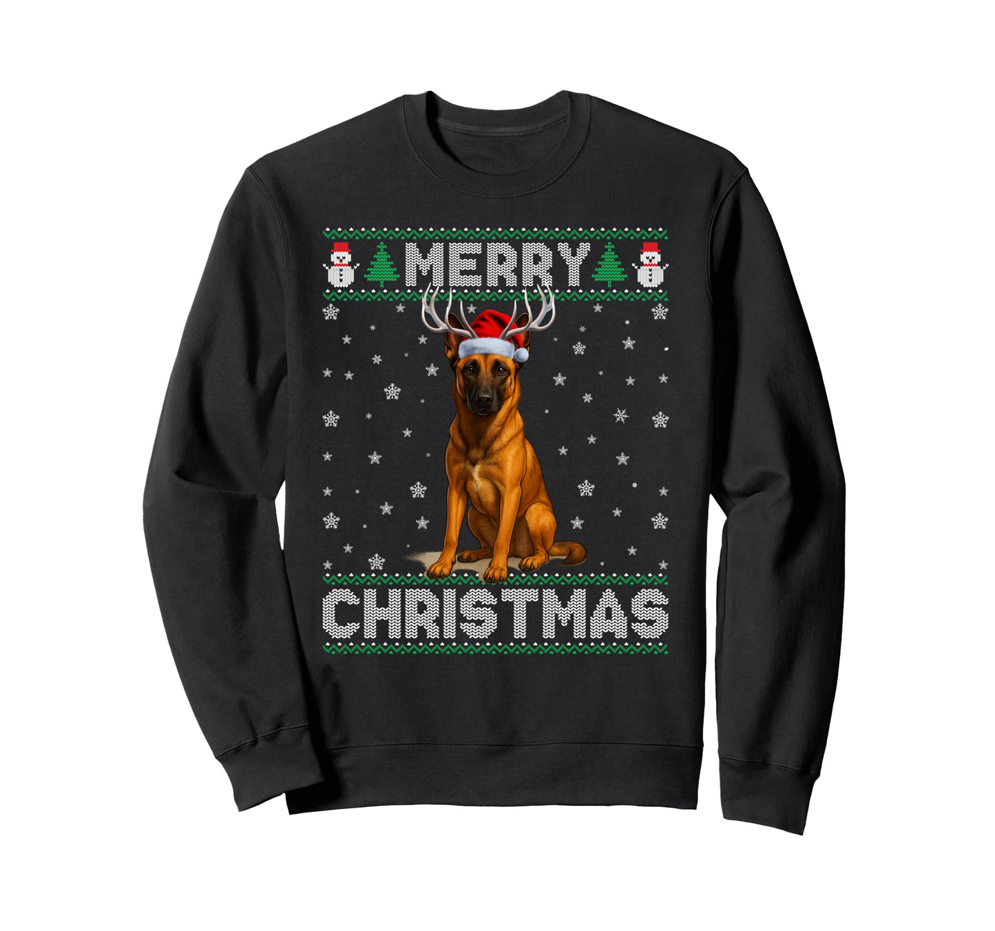 Belgian Malinois Santa Hat Ugly Dog Sweatshirt - Minimalist Print Men Women - T-Shirt, Sweatshirt, Hoodie