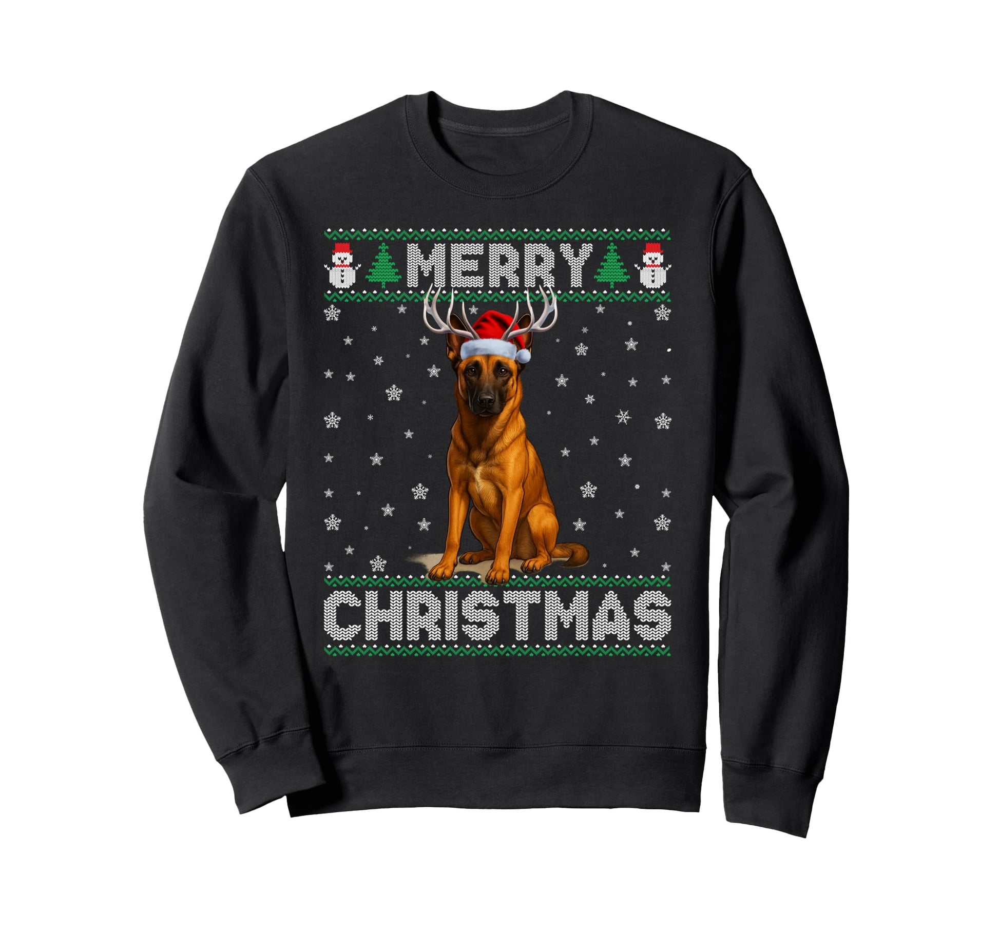Belgian Malinois Santa Hat Ugly Dog Sweatshirt - Minimalist Print Men Women - T-Shirt, Sweatshirt, Hoodie