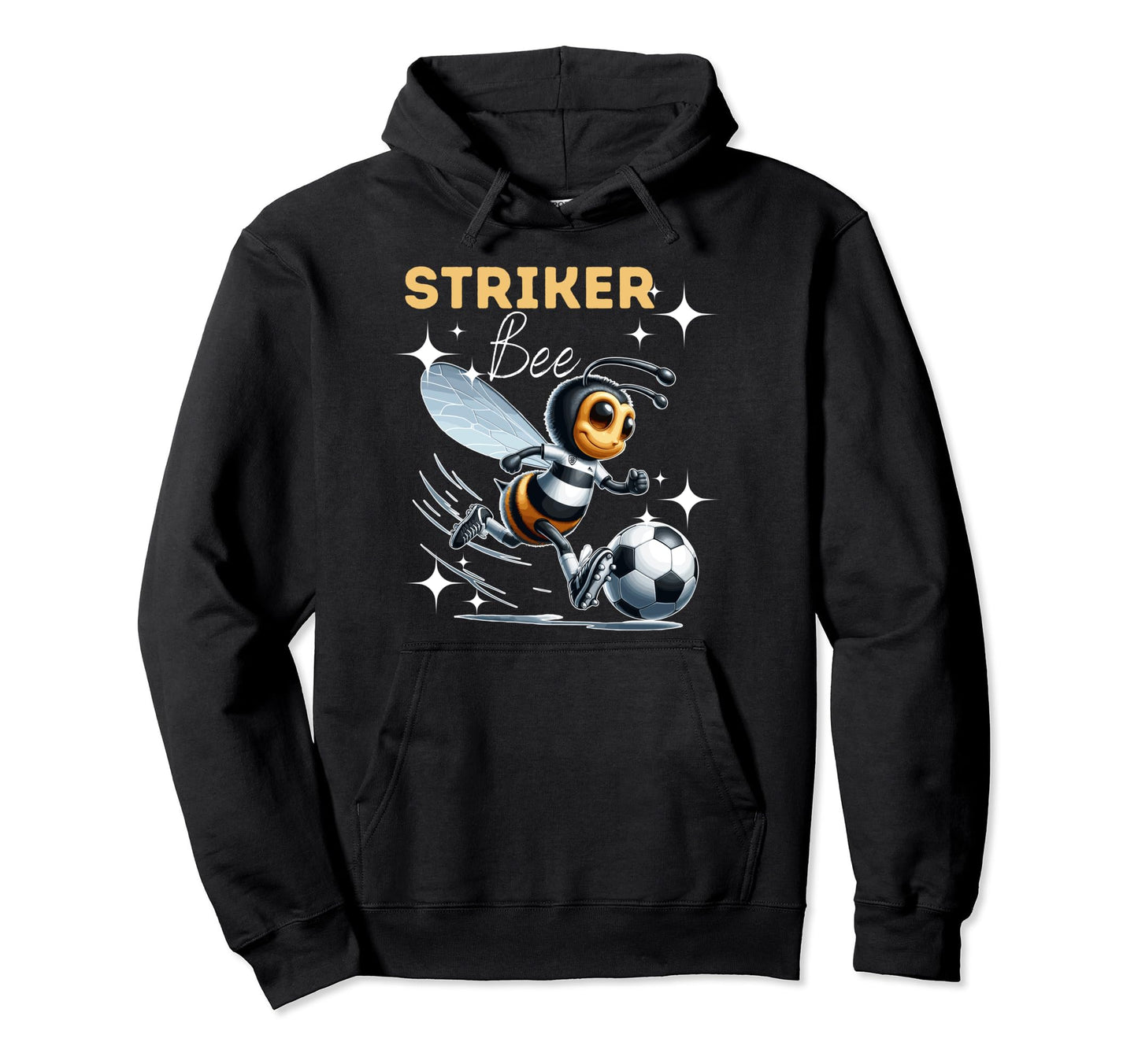 Striker Bee Soccer Enthusiast Hoodie - Minimalist Print Men Women - T-Shirt, Sweatshirt, Hoodie