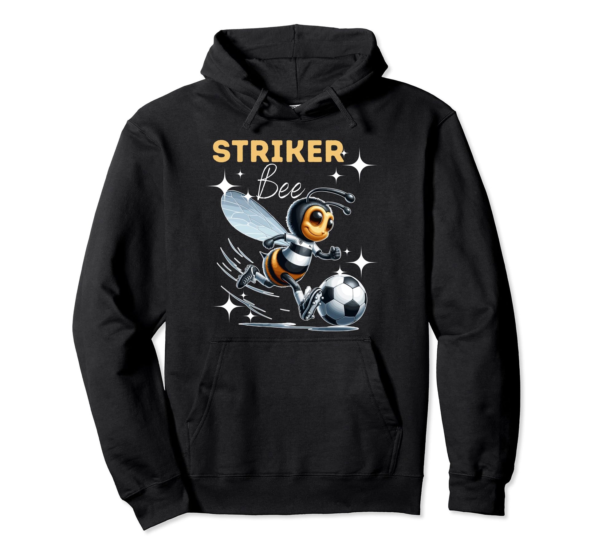Striker Bee Soccer Enthusiast Hoodie - Minimalist Print Men Women - T-Shirt, Sweatshirt, Hoodie