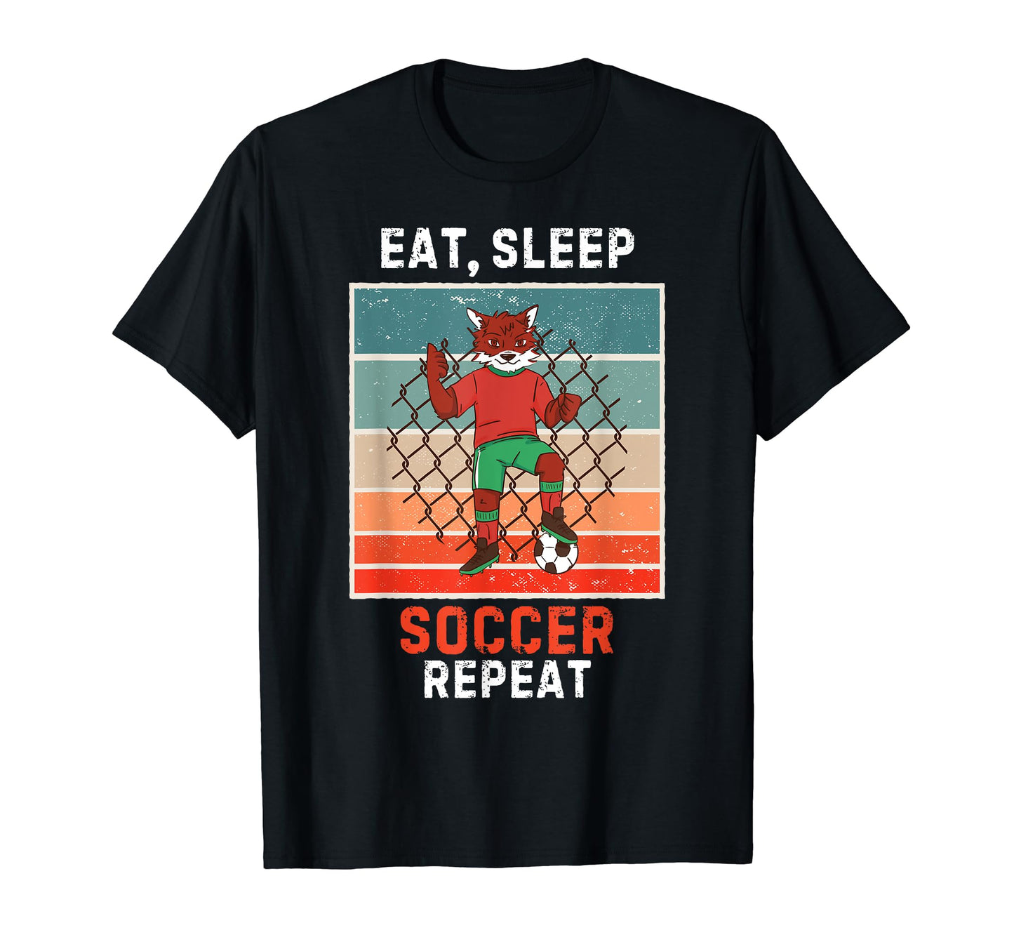 Fox Eat Sleep Soccer Repeat Grunge Soccer T-Shirt - Trendy Graphic Unisex - T-Shirt, Sweatshirt, Hoodie