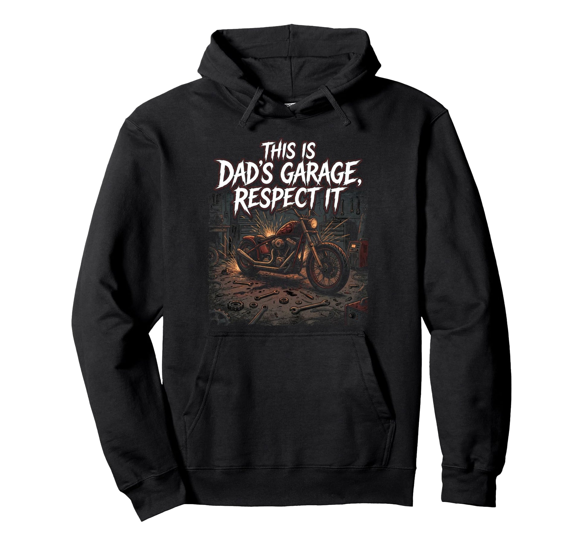 Garage Motorcycle Papa Rider Biker Dad Hoodie - Custom Art Print Unisex - T-Shirt, Sweatshirt, Hoodie