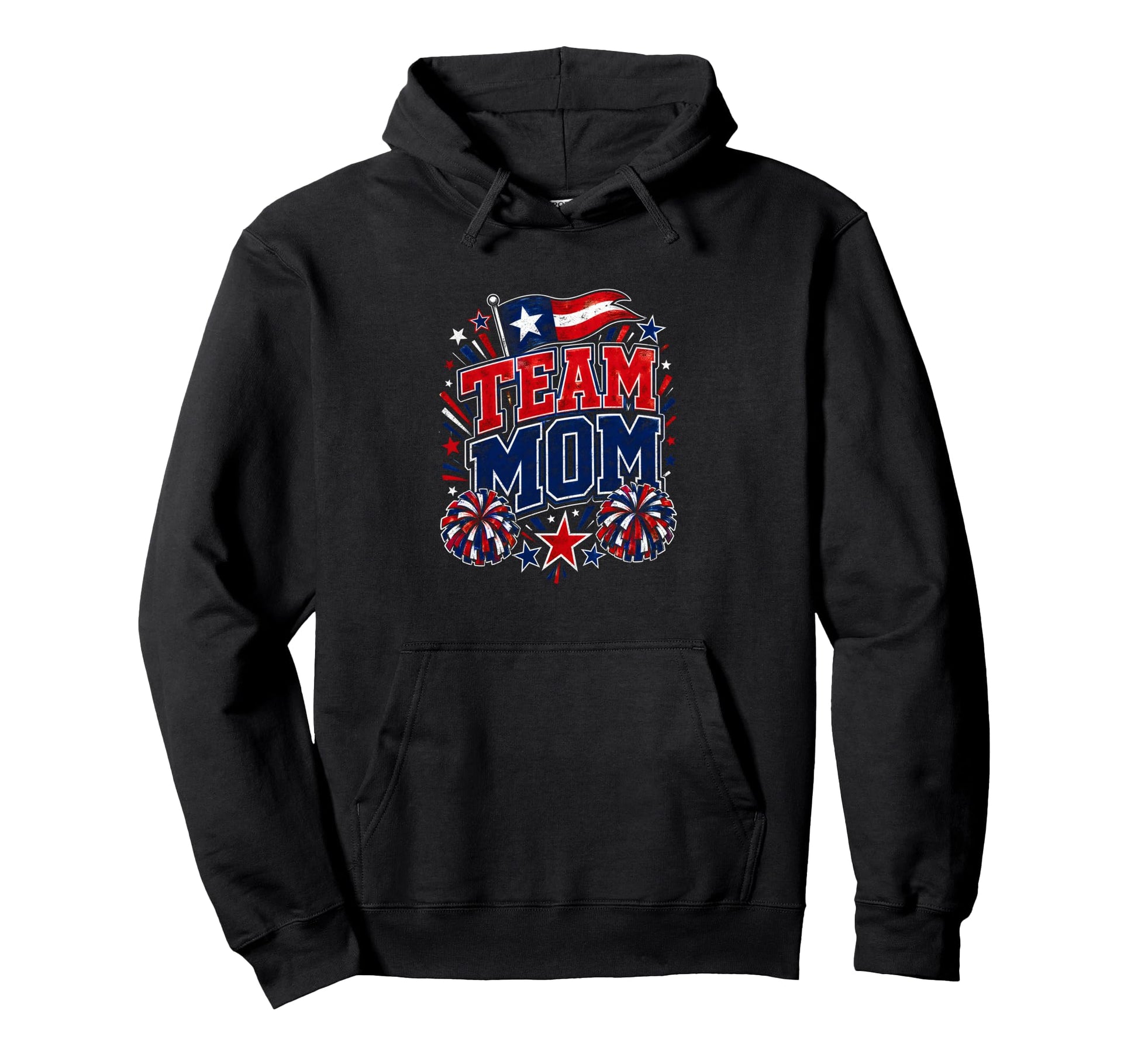 Team Mom Patriotic Mom Sports Pride Hoodie - Aesthetic Graphic for Adults - T-Shirt, Sweatshirt, Hoodie