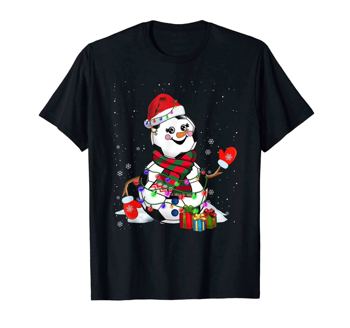 Lights Santa Snowman Soccer T-Shirt - Unique Graphic Men Women - T-Shirt, Sweatshirt, Hoodie