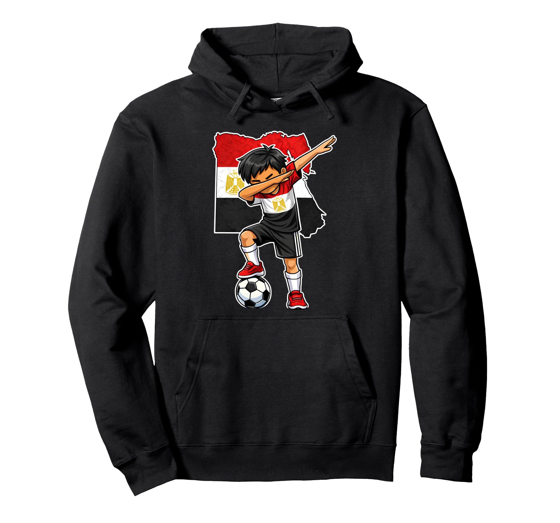 Dabbing Egypt Soccer Map Flag Hoodie - Aesthetic Graphic for Adults - T-Shirt, Sweatshirt, Hoodie