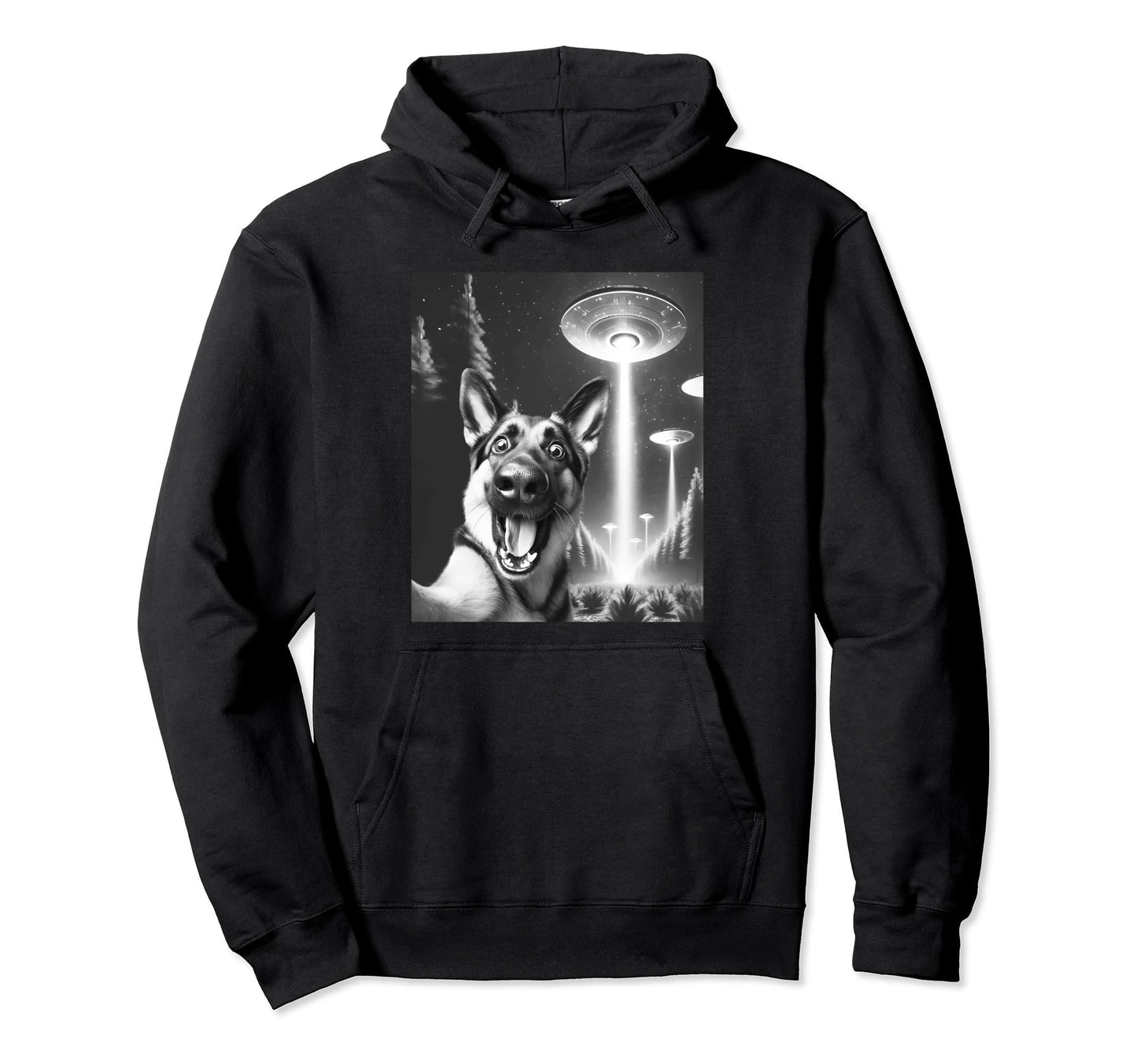 Funny German Shepherd Alien Ufo Taking Hoodie - Custom Art Print Unisex - T-Shirt, Sweatshirt, Hoodie